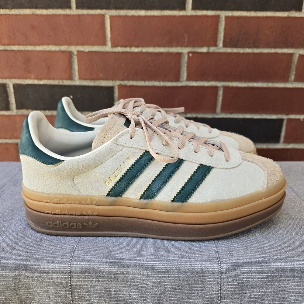 Size 10.5 - Women's adidas Gazelle Bold Cream/ Green ID7056 - Excellent!!! - Picture 2 of 10